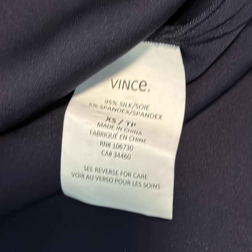 Vince Oversized Navy Silk Blouse - Picture 8 of 8